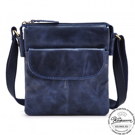 Кожаная сумка "Вуди" (синий антик)